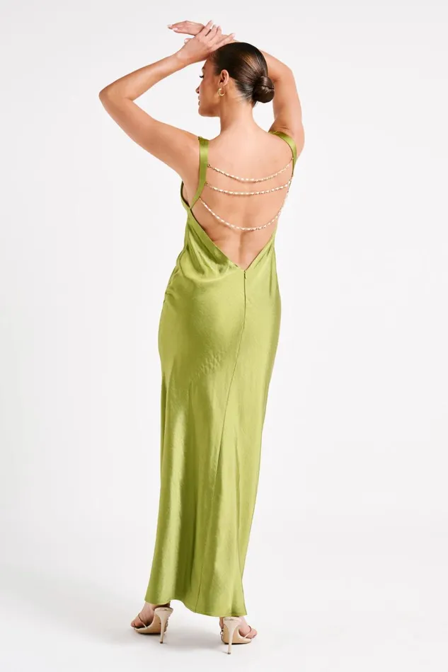Meshki Maxi Dresses Carmelita Open Back Pearl Maxi Dress 8211 Parakeet Green Parakeet Green 8211 Women