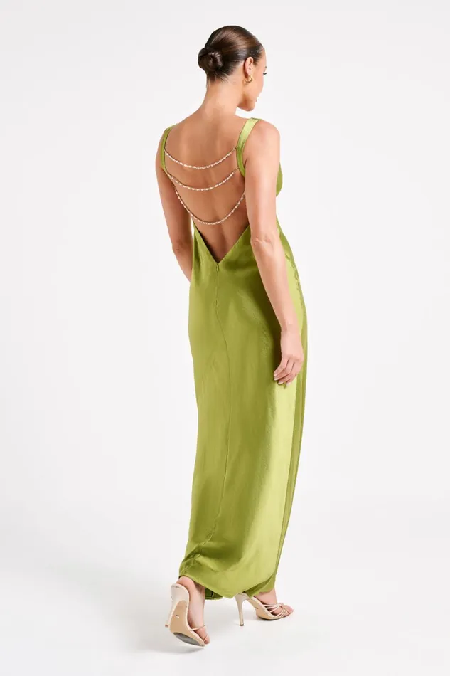 Meshki Maxi Dresses Carmelita Open Back Pearl Maxi Dress 8211 Parakeet Green Parakeet Green 8211 Women