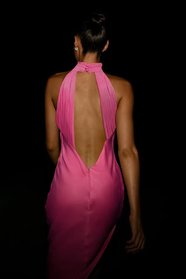Meshki Maxi Dresses Claire Satin Drape Back Maxi Dress With Split 8211 Pink Pink 8211 Women Meshki Maxi Dresses Claire Satin Drape Back Maxi Dress With Split 8211 Pink Pink 8211 Women