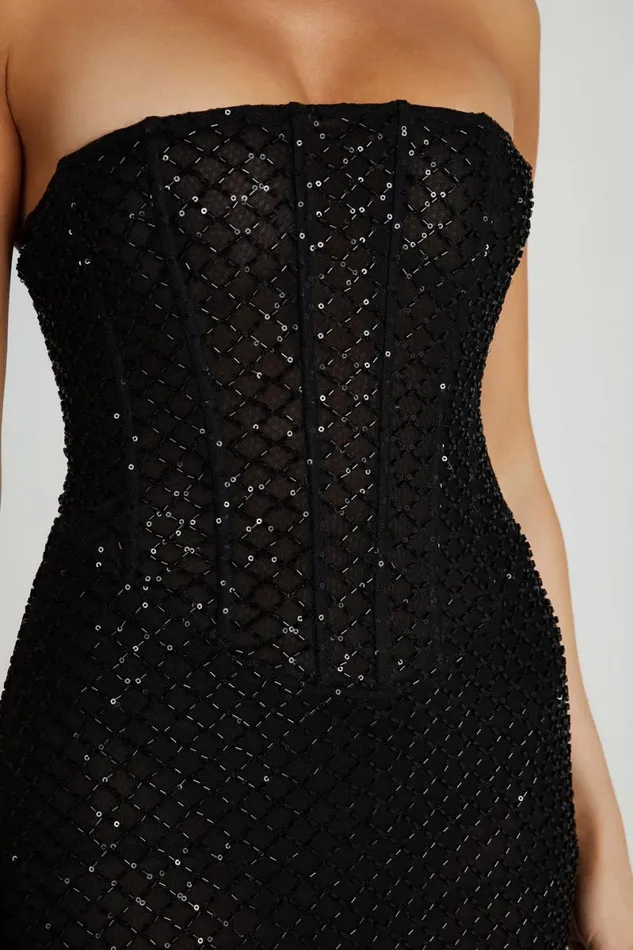 Meshki Maxi Dresses Gemma Strapless Sequin Maxi Dress 8211 Black Black 8211 Women