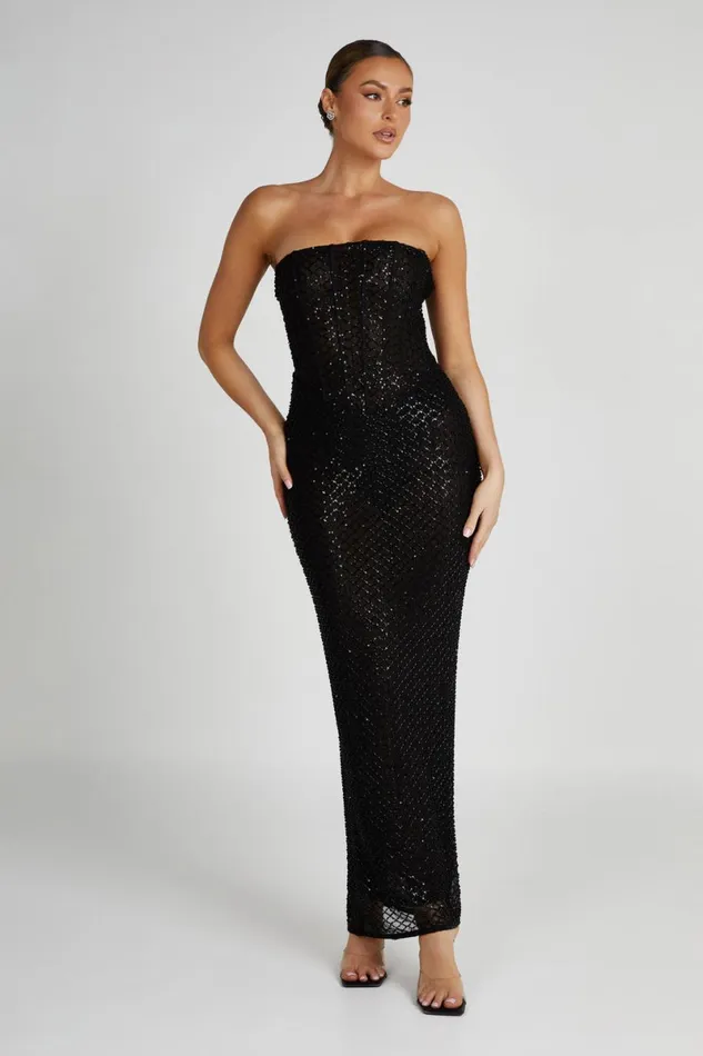 Meshki Maxi Dresses Gemma Strapless Sequin Maxi Dress 8211 Black Black 8211 Women