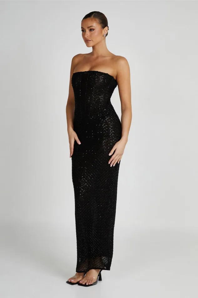 Meshki Maxi Dresses Gemma Strapless Sequin Maxi Dress 8211 Black Black 8211 Women