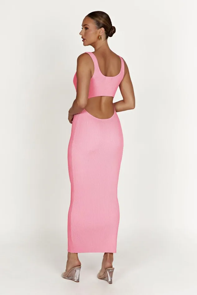 Meshki Maxi Dresses Hadley Backless Knit Maxi Dress 8211 Candy Pink Candypink 8211 Women Meshki Maxi Dresses Hadley Backless Knit Maxi Dress 8211 Candy Pink Candypink 8211 Women