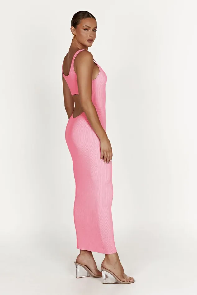 Meshki Maxi Dresses Hadley Backless Knit Maxi Dress 8211 Candy Pink Candypink 8211 Women