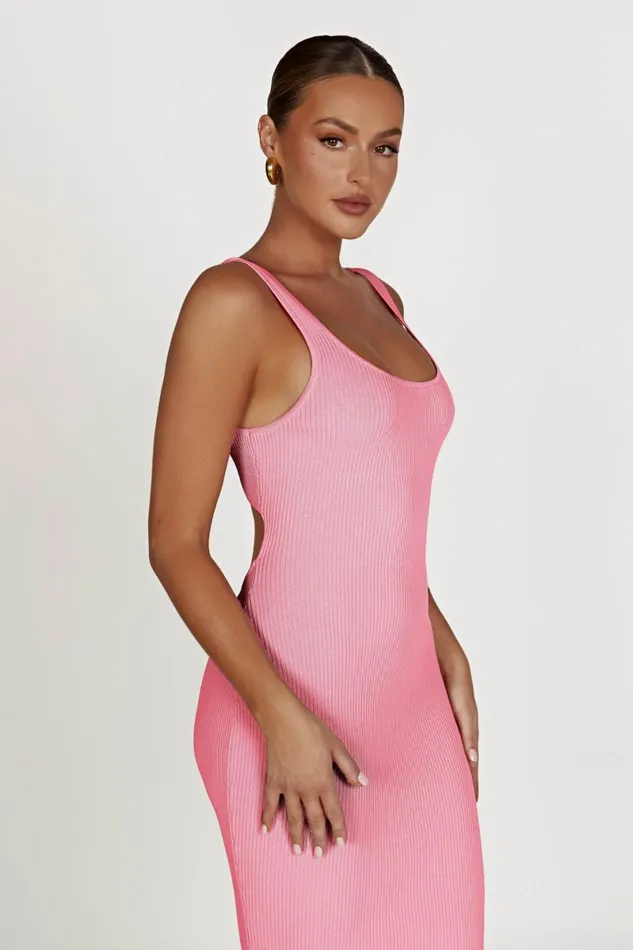 Meshki Maxi Dresses Hadley Backless Knit Maxi Dress 8211 Candy Pink Candypink 8211 Women