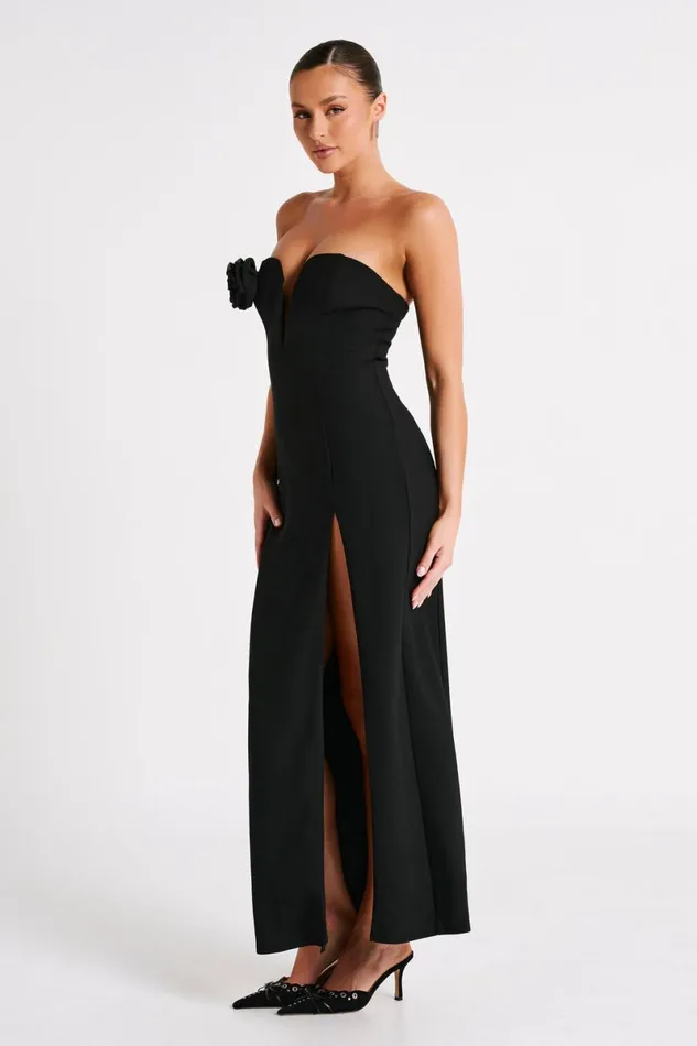 Meshki Maxi Dresses Haven Strapless Rose Maxi Dress 8211 Black Black 8211 Women