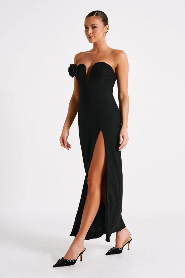 Meshki Maxi Dresses Haven Strapless Rose Maxi Dress 8211 Black Black 8211 Women