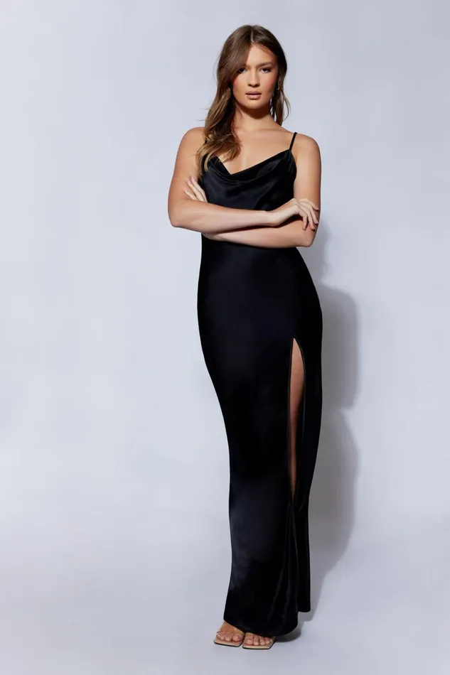 Meshki Maxi Dresses Jade Cowl Neck Backless Maxi Dress 8211 Black Black 8211 Women