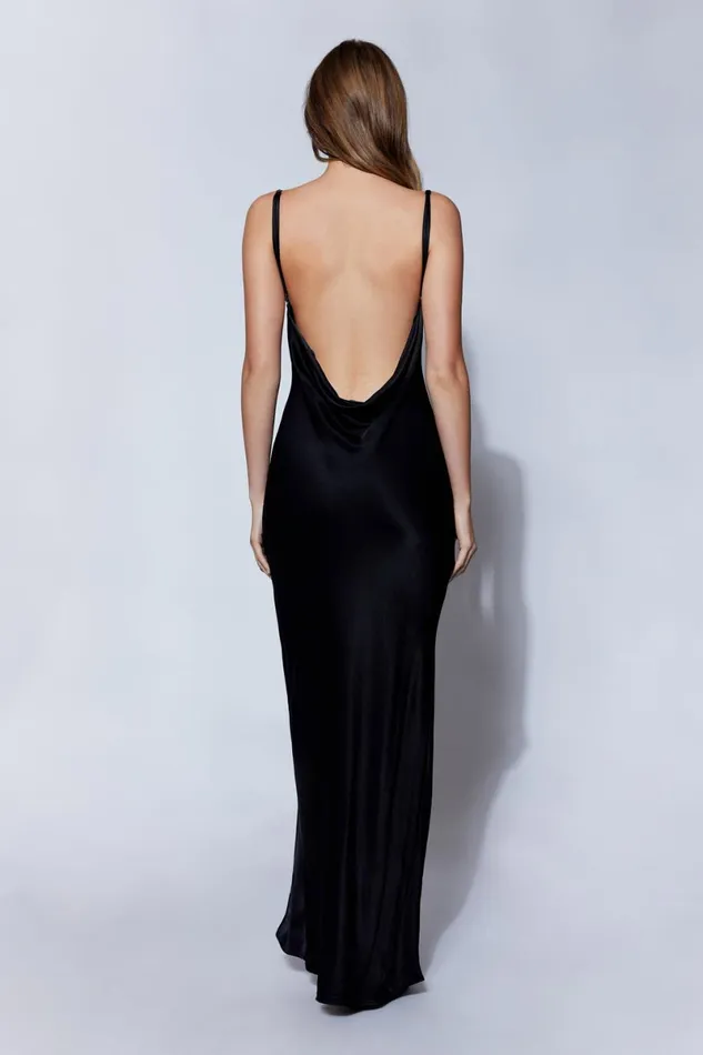 Meshki Maxi Dresses Jade Cowl Neck Backless Maxi Dress 8211 Black Black 8211 Women