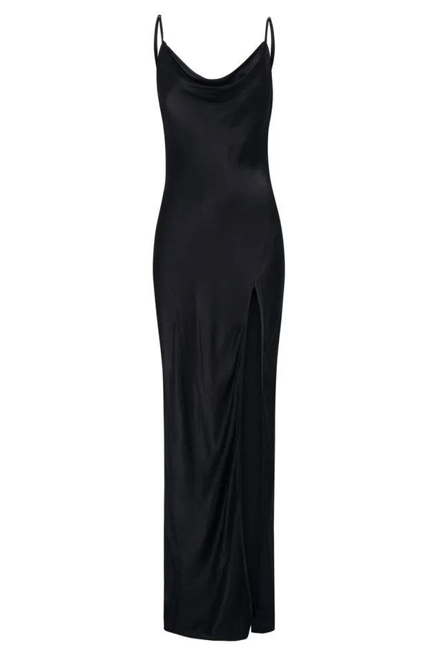 Meshki Maxi Dresses Jade Cowl Neck Backless Maxi Dress 8211 Black Black 8211 Women