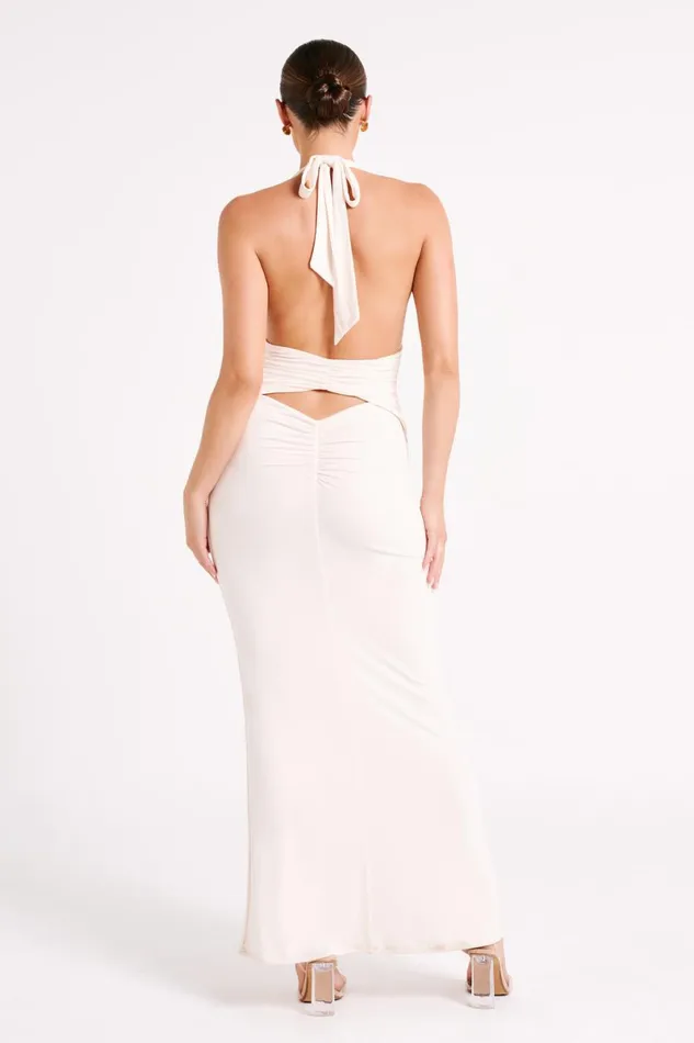 Meshki Maxi Dresses Jovanna Slinky Halter Maxi Dress 8211 Sand Sand 8211 Women