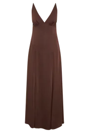 Meshki Maxi Dresses Kamala Low Back Satin Maxi Dress 8211 Dark Chocolate Darkchocolate 8211 Women