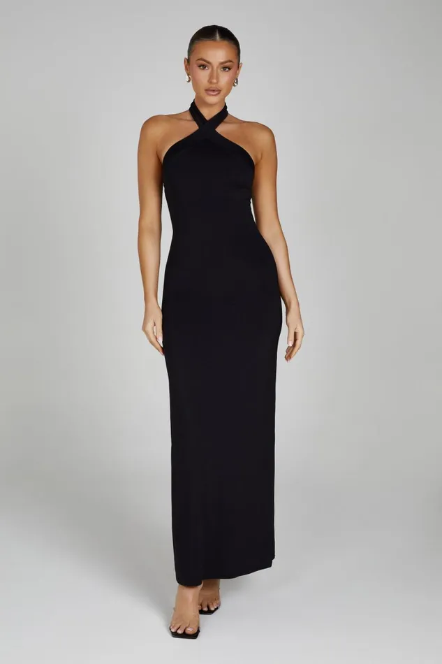 Meshki Maxi Dresses Kimberley Recycled Nylon Halter Maxi Dress 8211 Black Black 8211 Women Meshki Maxi Dresses Kimberley Recycled Nylon Halter Maxi Dress 8211 Black Black 8211 Women