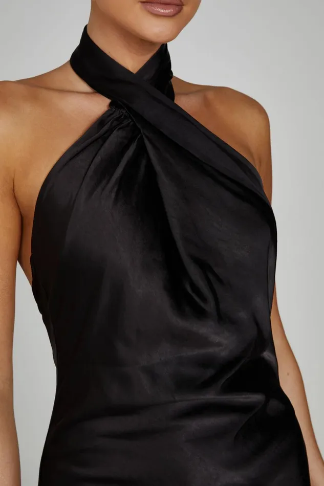 Meshki Maxi Dresses Laura Halter Satin Gown 8211 Black Black 8211 Women