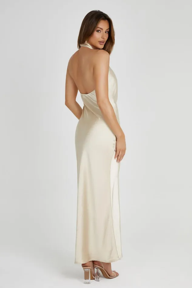 Meshki Maxi Dresses Laura Halter Satin Gown 8211 Gold Gold 8211 Women