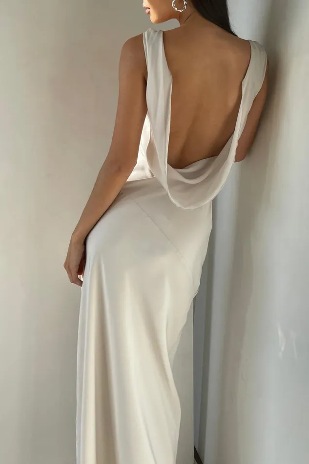 Meshki Maxi Dresses Nadia Maxi Satin Dress With Back Cowl 8211 Silver Silver 8211 Women Meshki Maxi Dresses Nadia Maxi Satin Dress With Back Cowl 8211 Silver Silver 8211 Women
