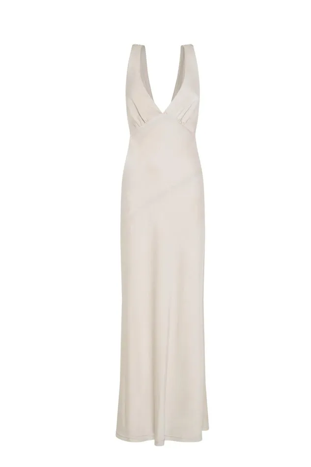 Meshki Maxi Dresses Nadia Maxi Satin Dress With Back Cowl 8211 Silver Silver 8211 Women