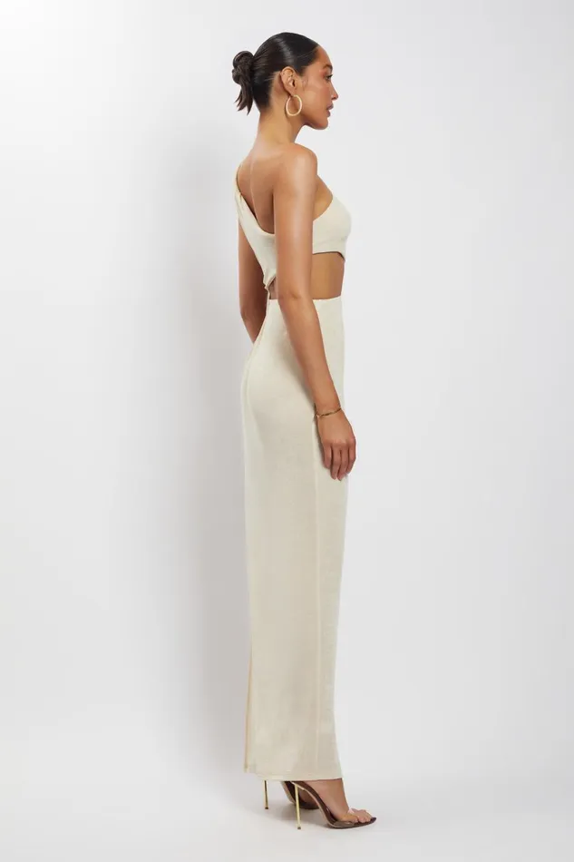 Meshki Maxi Dresses Paige Ruched Side Cut Out Maxi Dress 8211 Nude Nude 8211 Women