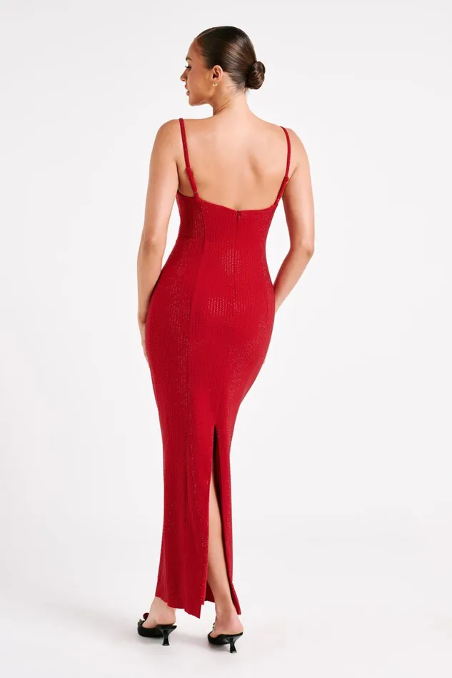Meshki Maxi Dresses Rafaela Diamante Maxi Dress 8211 Vermilion Red Vermilionred 8211 Women