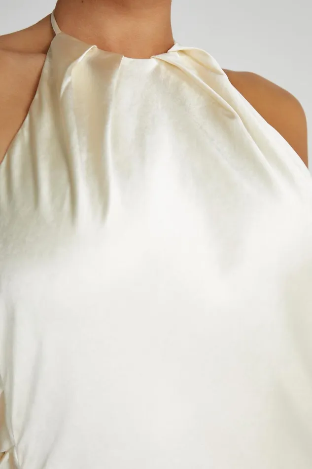 Meshki Maxi Dresses Sammy Satin Halter Maxi Dress 8211 Ivory Ivory 8211 Women