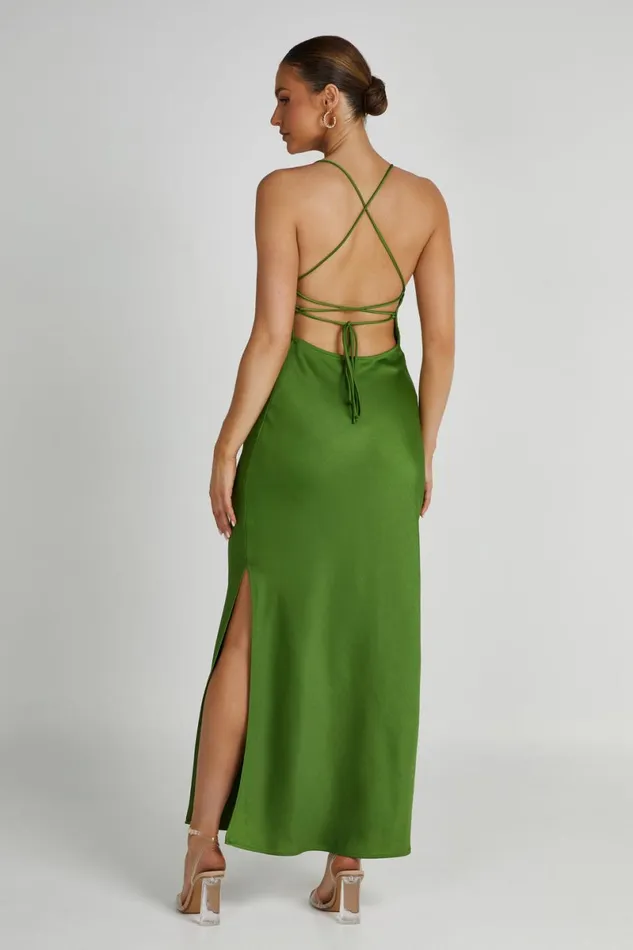 Meshki Maxi Dresses Sydney Straight Neck Slip Maxi Dress 8211 Emerald Emerald 8211 Women