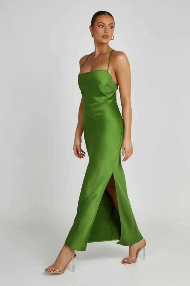 Meshki Maxi Dresses Sydney Straight Neck Slip Maxi Dress 8211 Emerald Emerald 8211 Women