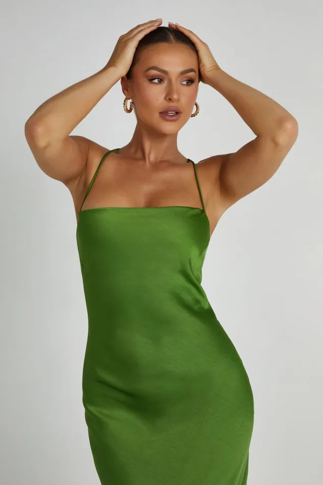 Meshki Maxi Dresses Sydney Straight Neck Slip Maxi Dress 8211 Emerald Emerald 8211 Women