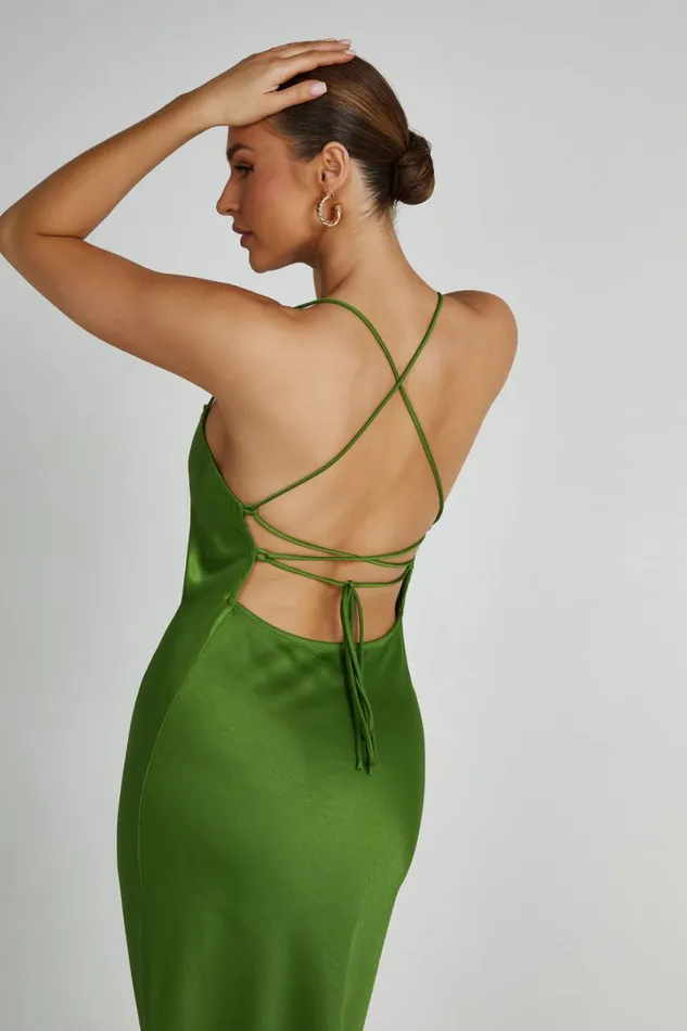 Meshki Maxi Dresses Sydney Straight Neck Slip Maxi Dress 8211 Emerald Emerald 8211 Women