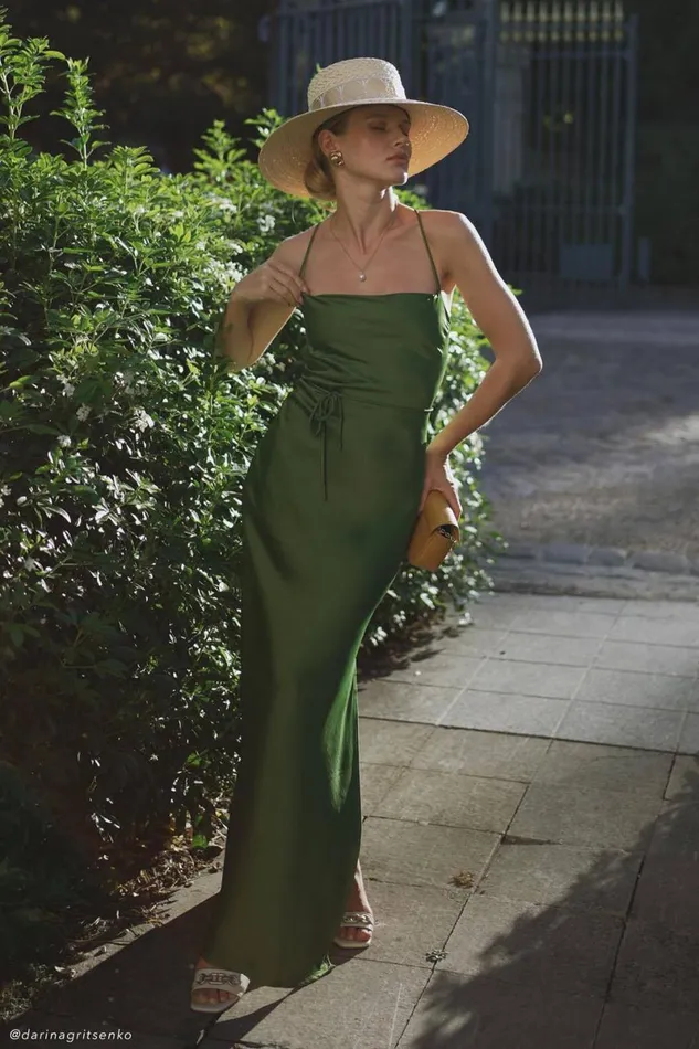 Meshki Maxi Dresses Sydney Straight Neck Slip Maxi Dress 8211 Emerald Emerald 8211 Women
