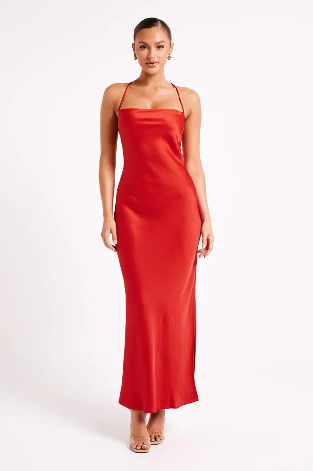 Meshki Maxi Dresses Sydney Straight Neck Slip Maxi Dress 8211 Red Red 8211 Women
