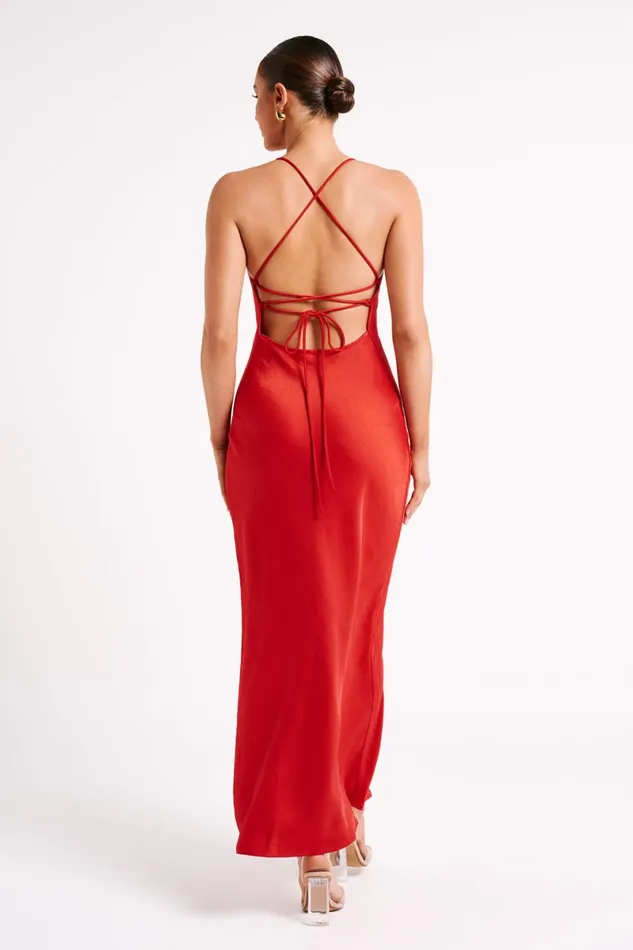 Meshki Maxi Dresses Sydney Straight Neck Slip Maxi Dress 8211 Red Red 8211 Women