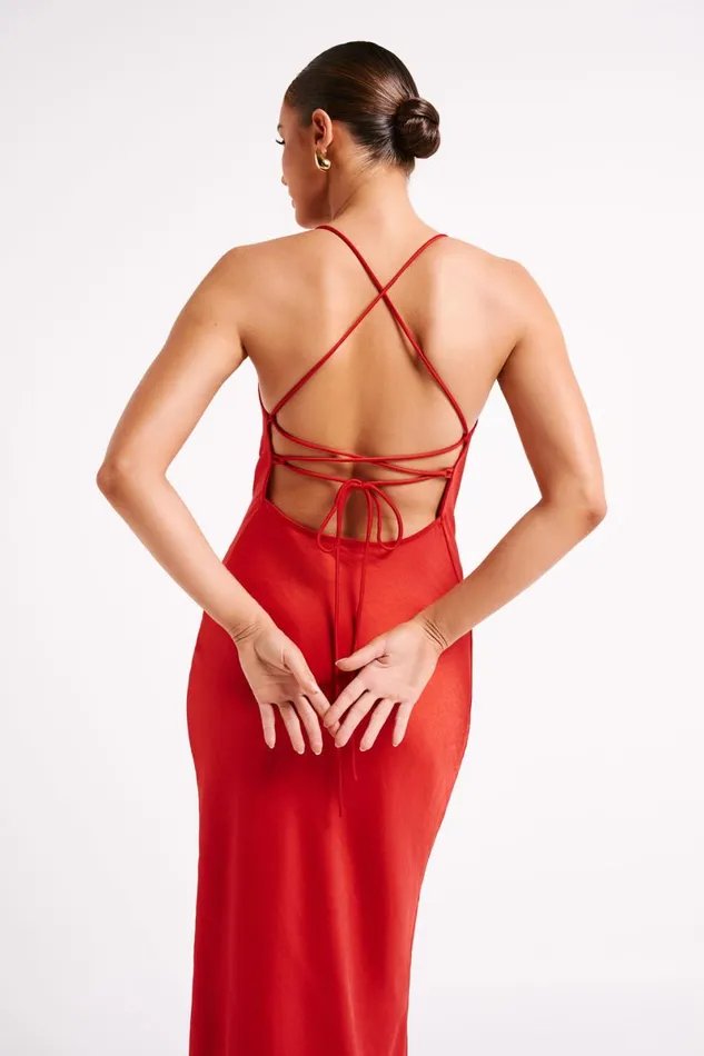 Meshki Maxi Dresses Sydney Straight Neck Slip Maxi Dress 8211 Red Red 8211 Women