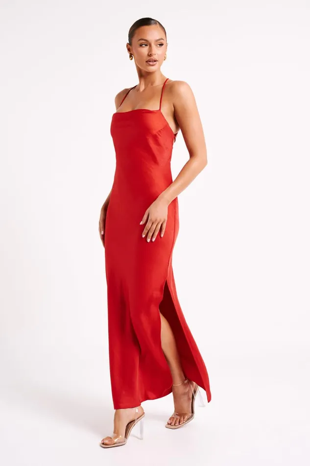 Meshki Maxi Dresses Sydney Straight Neck Slip Maxi Dress 8211 Red Red 8211 Women