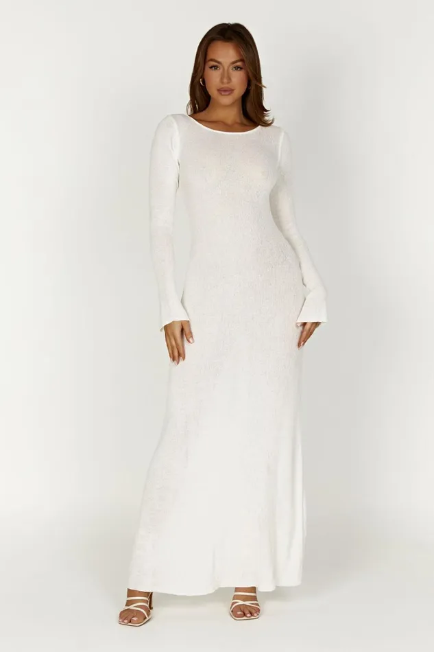 Meshki Maxi Dresses Talia Maxi Open Back Knit Dress 8211 Ivory Ivory 8211 Women