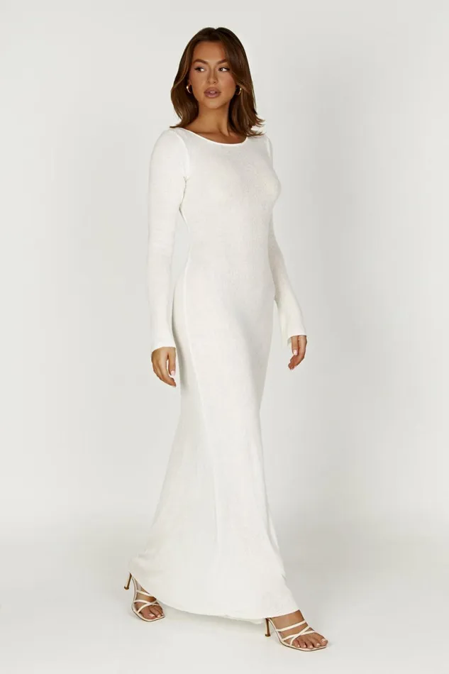 Meshki Maxi Dresses Talia Maxi Open Back Knit Dress 8211 Ivory Ivory 8211 Women
