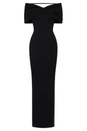 Meshki Maxi Dresses Terese Off Shoulder Knit Maxi Dress 8211 Black Black 8211 Women