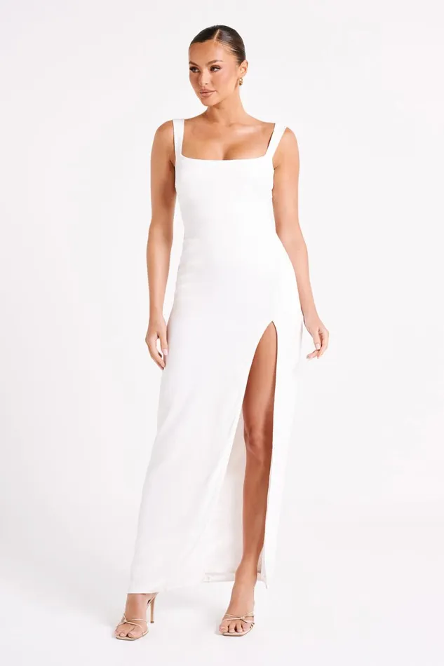 Meshki Maxi Dresses Verana Backless Satin Maxi Dress 8211 White White 8211 Women