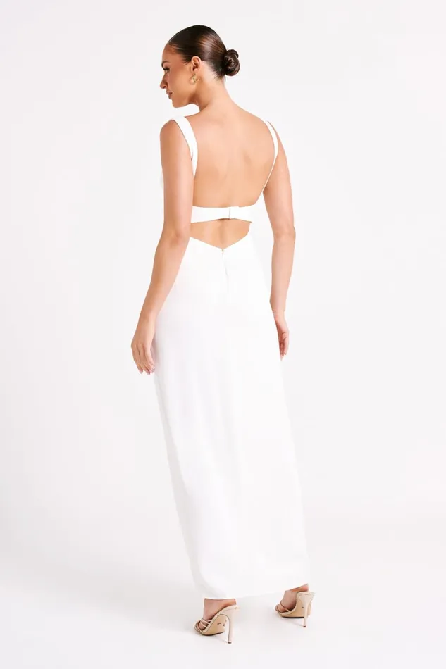 Meshki Maxi Dresses Verana Backless Satin Maxi Dress 8211 White White 8211 Women
