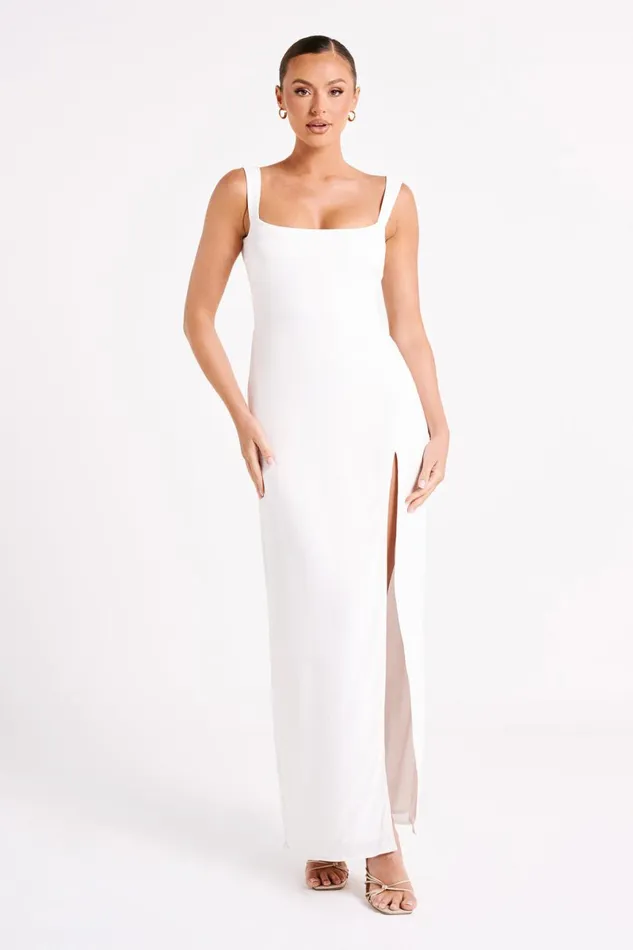 Meshki Maxi Dresses Verana Backless Satin Maxi Dress 8211 White White 8211 Women