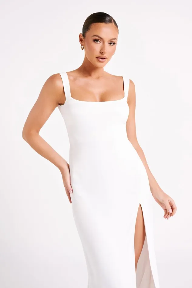 Meshki Maxi Dresses Verana Backless Satin Maxi Dress 8211 White White 8211 Women