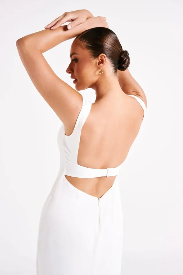 Meshki Maxi Dresses Verana Backless Satin Maxi Dress 8211 White White 8211 Women
