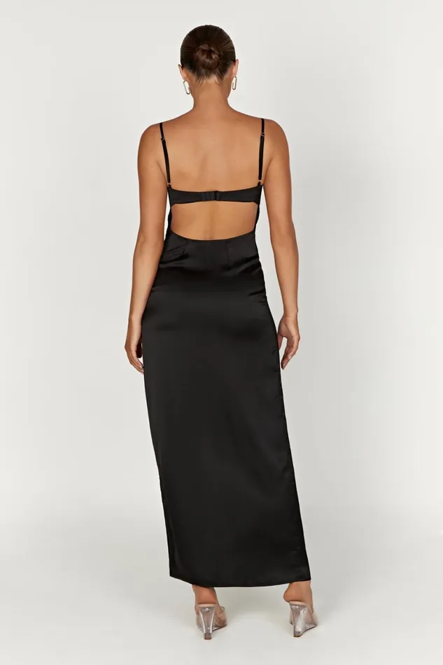 Meshki Maxi Dresses Zuleyka Satin Maxi Dress 8211 Black Black 8211 Women