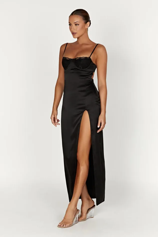 Meshki Maxi Dresses Zuleyka Satin Maxi Dress 8211 Black Black 8211 Women