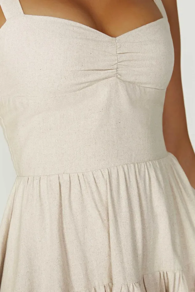 Meshki Midi Dresses Adriana Linen Midi Dress 8211 Natural Natural 8211 Women