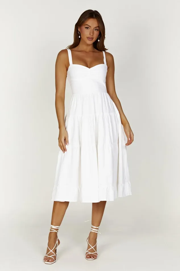 Meshki Midi Dresses Adriana Linen Midi Dress 8211 White White 8211 Women