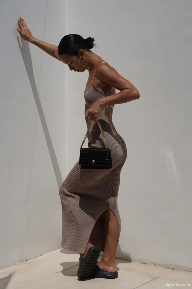 Meshki Midi Dresses Avalon Backless Knit Midi Dress 8211 Taupe Taupe 8211 Women