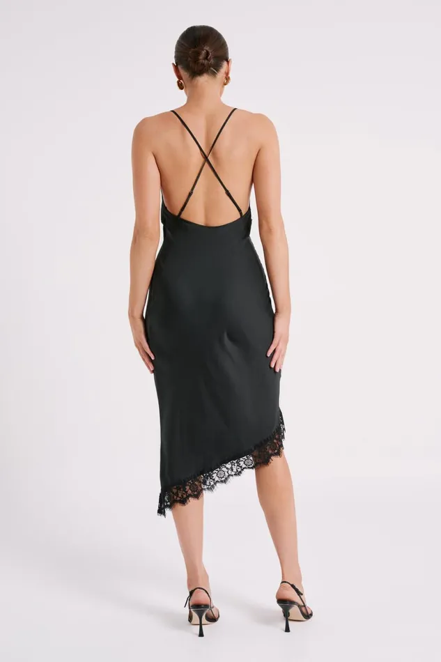 Meshki Midi Dresses Crawford Satin Midi Dress 8211 Black Black 8211 Women