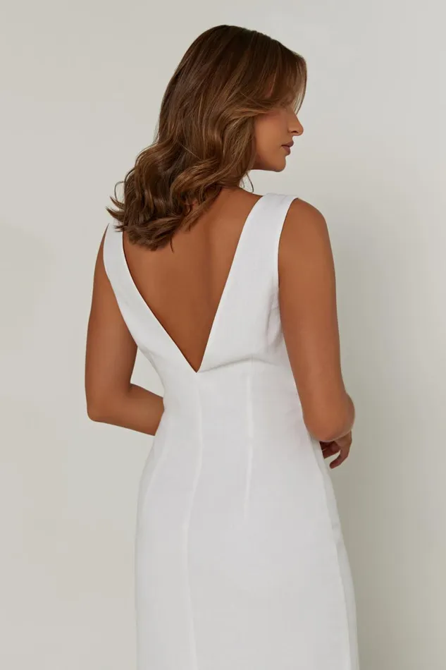 Meshki Midi Dresses Elspeth Linen Midi Dress 8211 White White 8211 Women