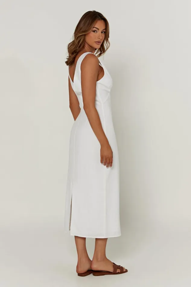 Meshki Midi Dresses Elspeth Linen Midi Dress 8211 White White 8211 Women