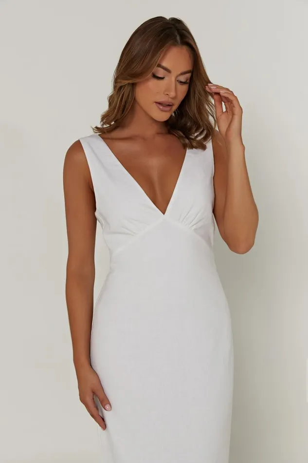 Meshki Midi Dresses Elspeth Linen Midi Dress 8211 White White 8211 Women